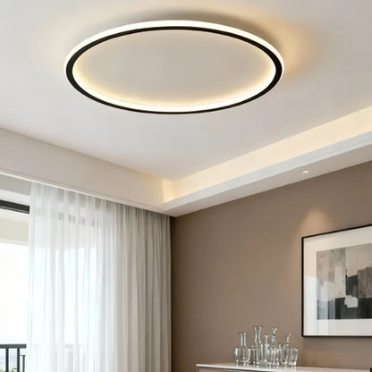 Embrace Modern Dimmable Round Ceiling Light – Black&White Metal for Living Room