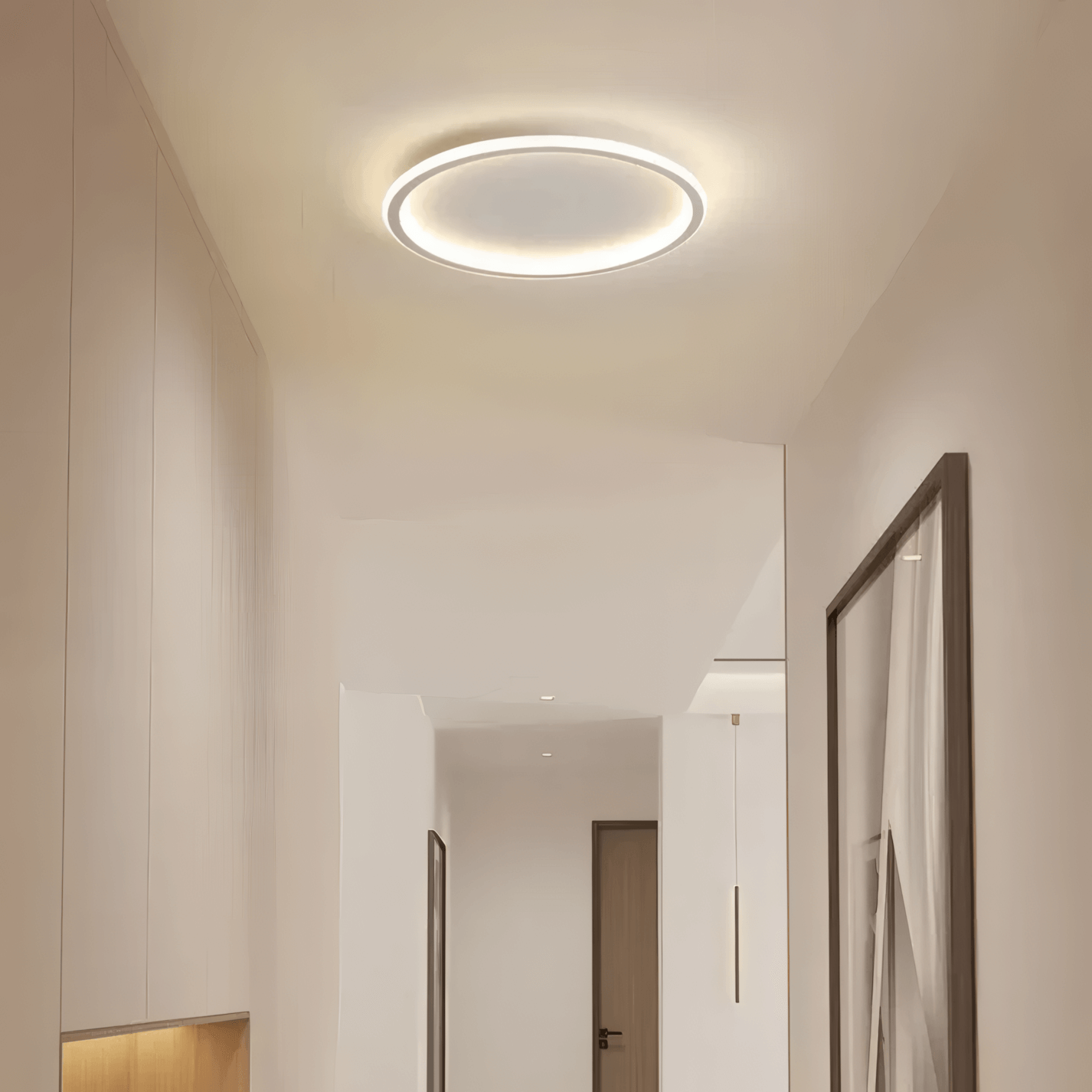 Modern White Round Ceiling Light Corridor