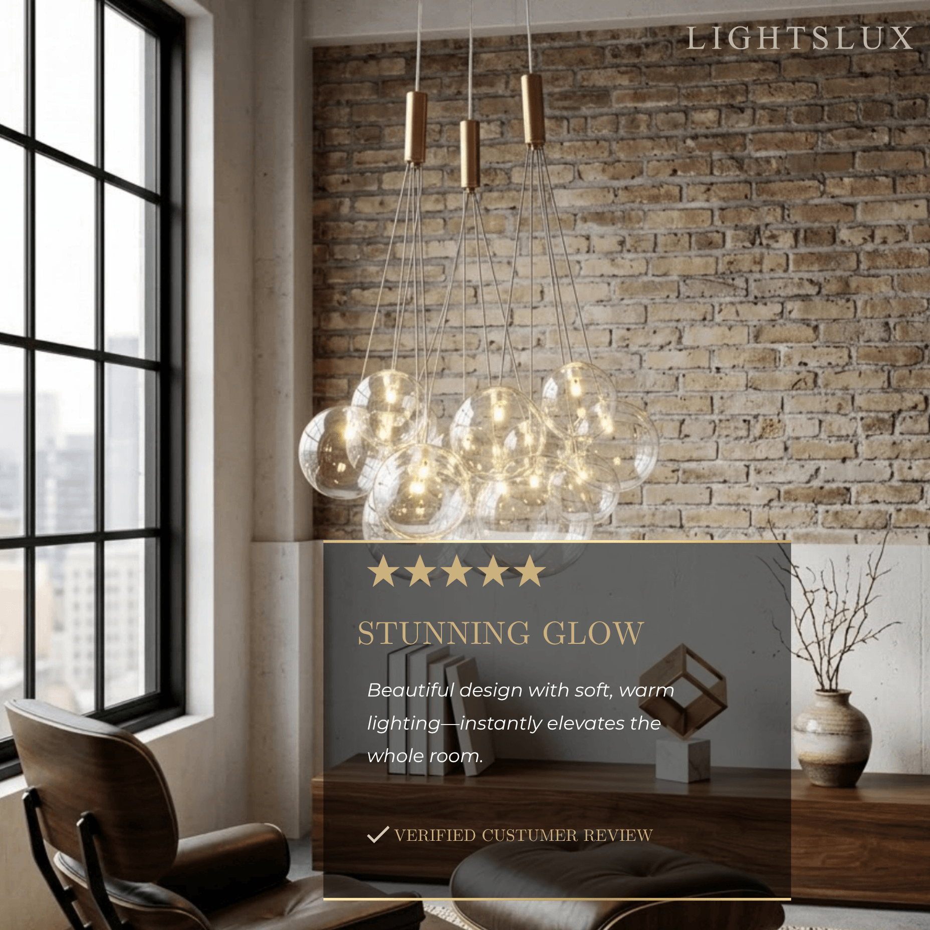 Designer Bubble Pendant Light — Clear Glass