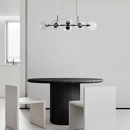 Modern Clear Glass LED Chandelier with Black fixture for Dining Room