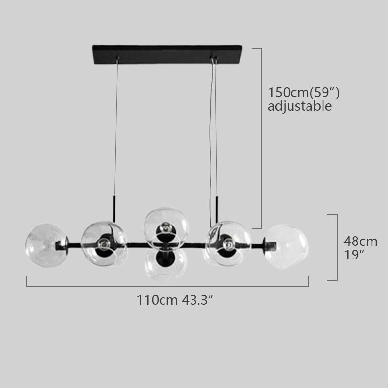 Modern Glass LED Chandelier Dimension