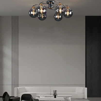 Modern Bubble Smoky Gray 6-Head Ceiling Light for Living Room