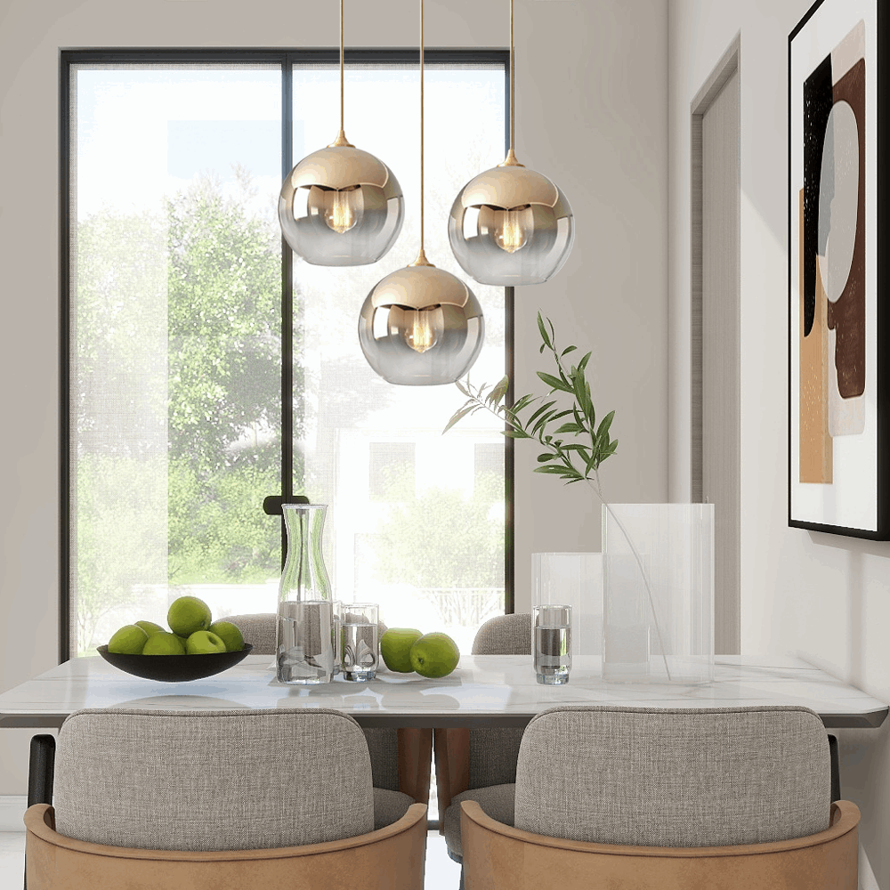 Modern Gold Pendant Light Sphere for Dining Room