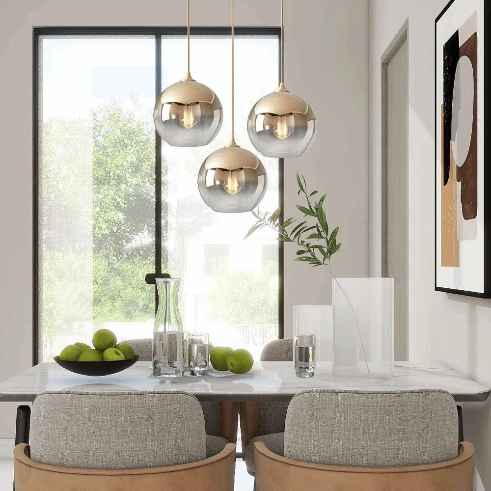 Pendant Light – Gold/Silver LED Lamp for Dining Room