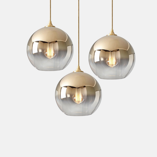 Excelis Modern Glass Globe Pendant Light – Gold/Silver LED Lamp for Dining Room