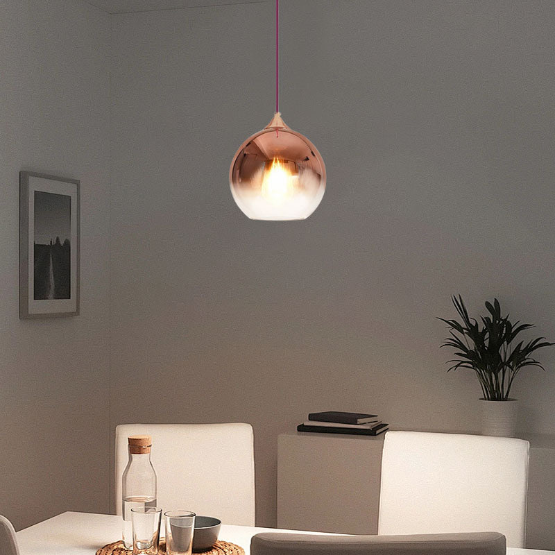 Modern Rose Gold Pendant Light Sphere for Dining Room