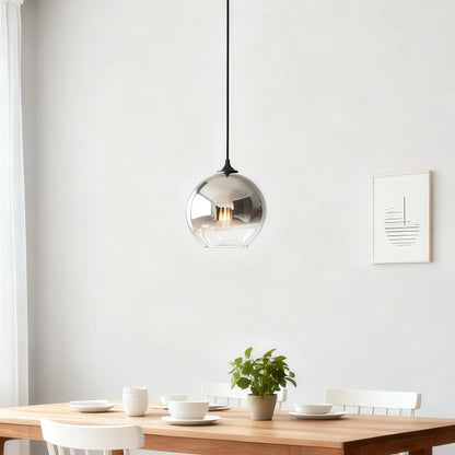 Excelis Modern Glass Globe Pendant Light – Gold/Silver LED Lamp for Dining Room