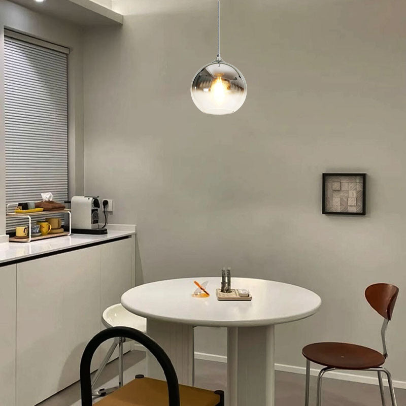 Modern Silver Pendant Light Sphere for Dining Room