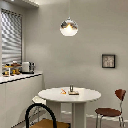 Modern Silver Pendant Light Sphere for Dining Room