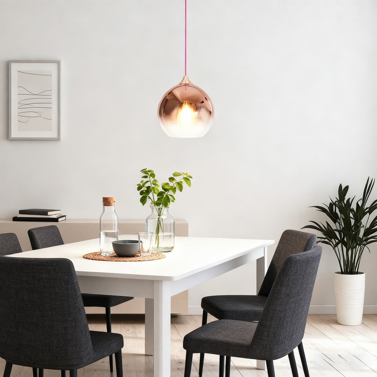 Modern_Silver_Pendant_Light_Sphere_Dining_Room