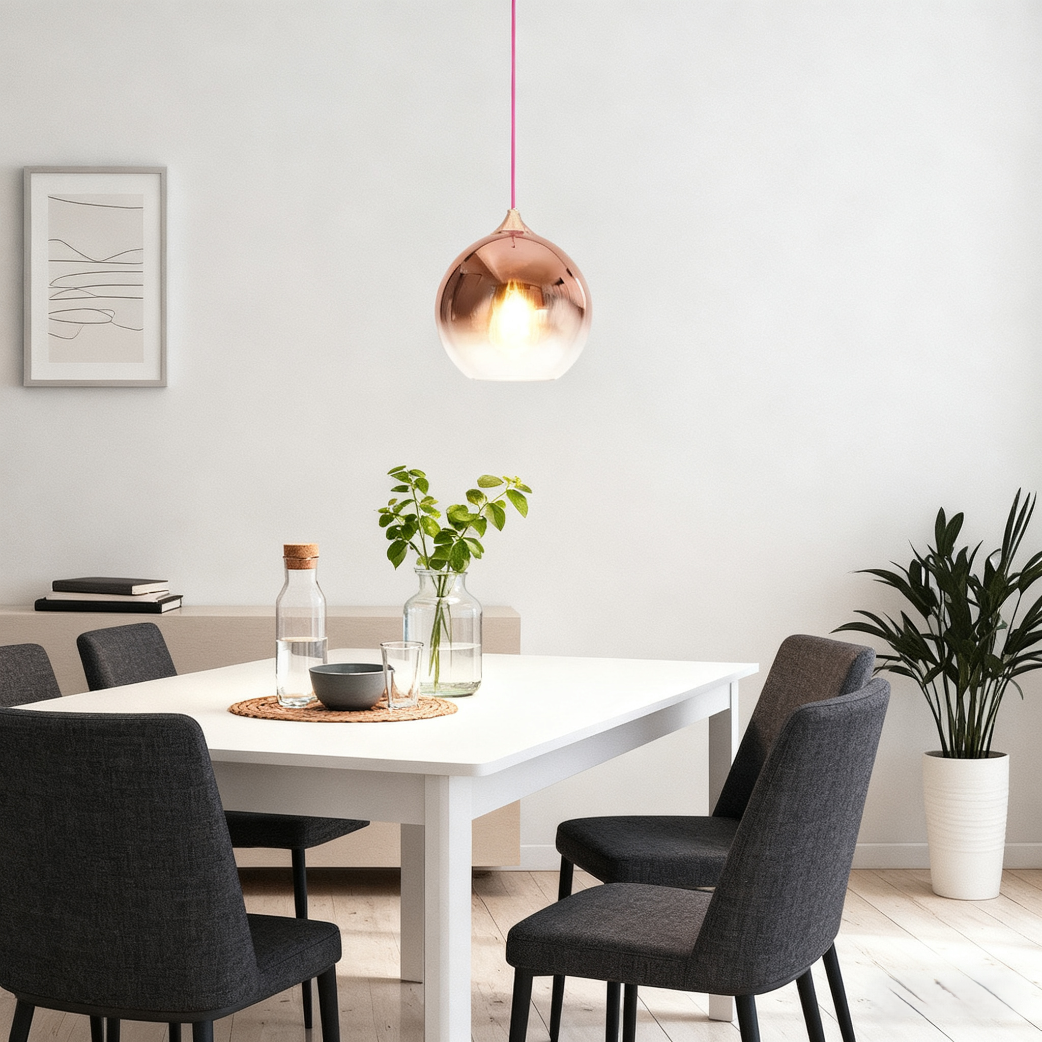 Modern_Silver_Pendant_Light_Sphere_Dining_Room