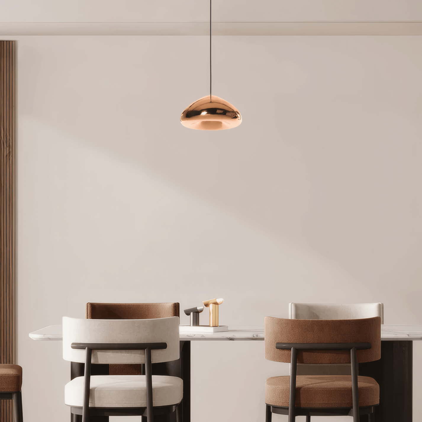 Modern Rose Gold Glass Pendant Light for Dining Room
