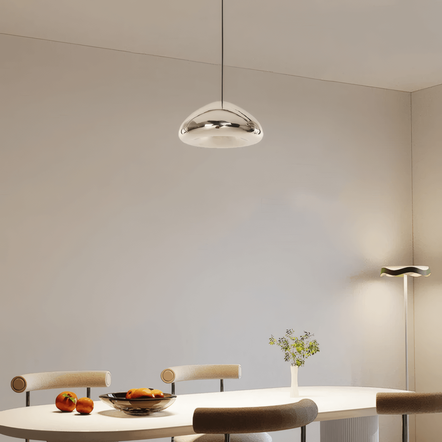 Modern Silver Glass Pendant Light for Dining Room