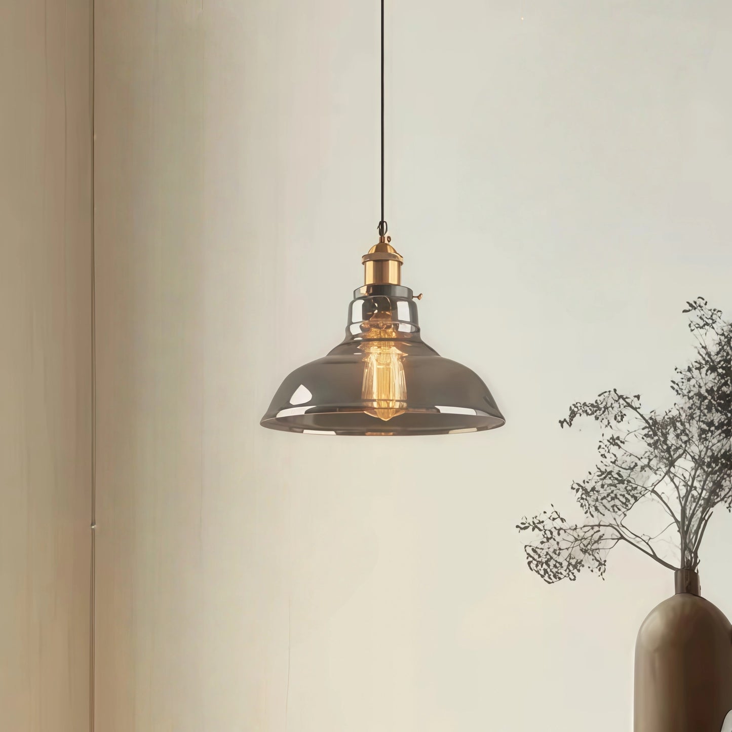 Irondale Industrial Glass Pendant Light – Clear/Amber/Smoke Grey for Dining Room