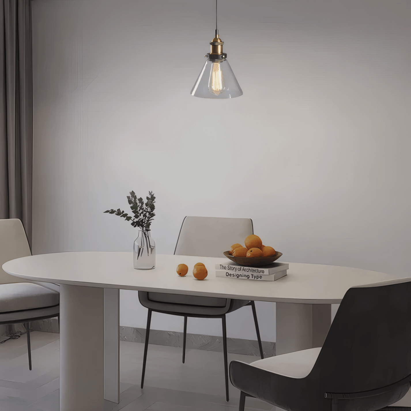 Industrial Clear Pendant Light Geometric Dining Room B