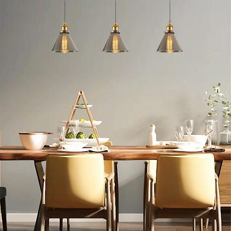 Three Industrial Gray Pendant Light Geometric for Dining Room B