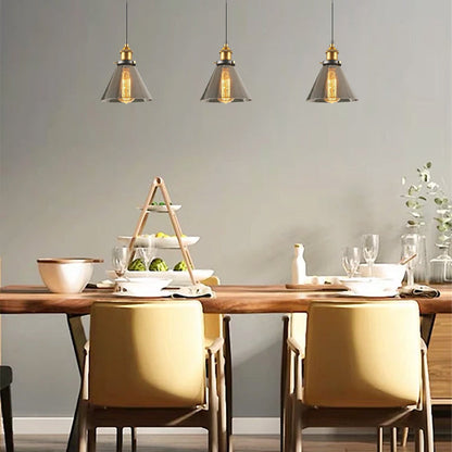 Three Industrial Gray Pendant Light Geometric for Dining Room B