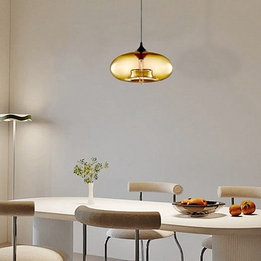 Modern Glass Amber Pendant Light for Dining Room