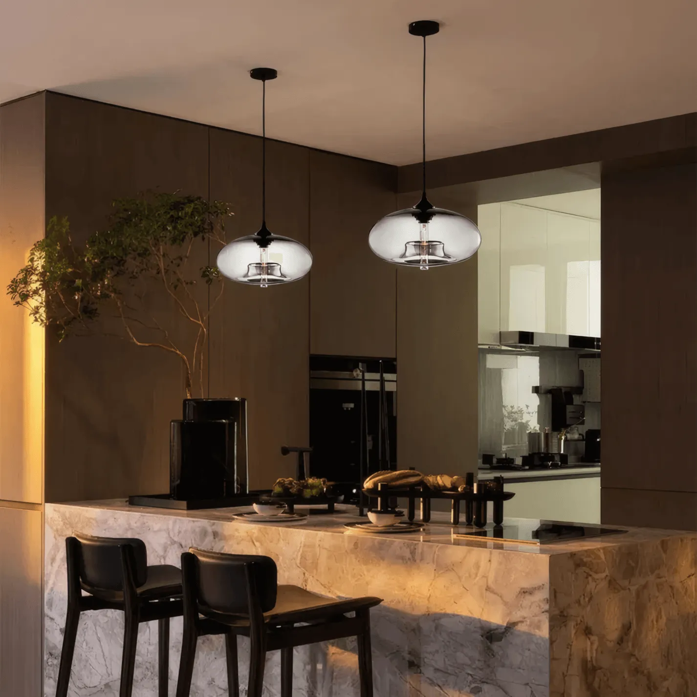 Modern Glass Pendant Light – Bread-Shaped
