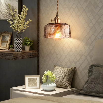 Vetro Retro Pendelleuchte – Leuchte aus bernsteinfarbenem Glas/Metall für das Esszimmer