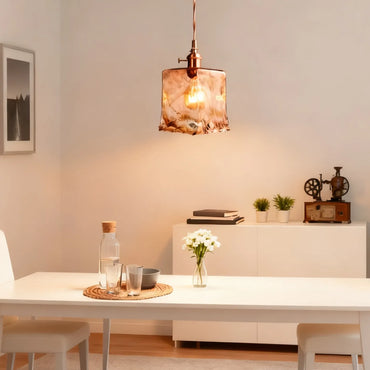 Vetro Retro Pendelleuchte – Leuchte aus bernsteinfarbenem Glas/Metall für das Esszimmer