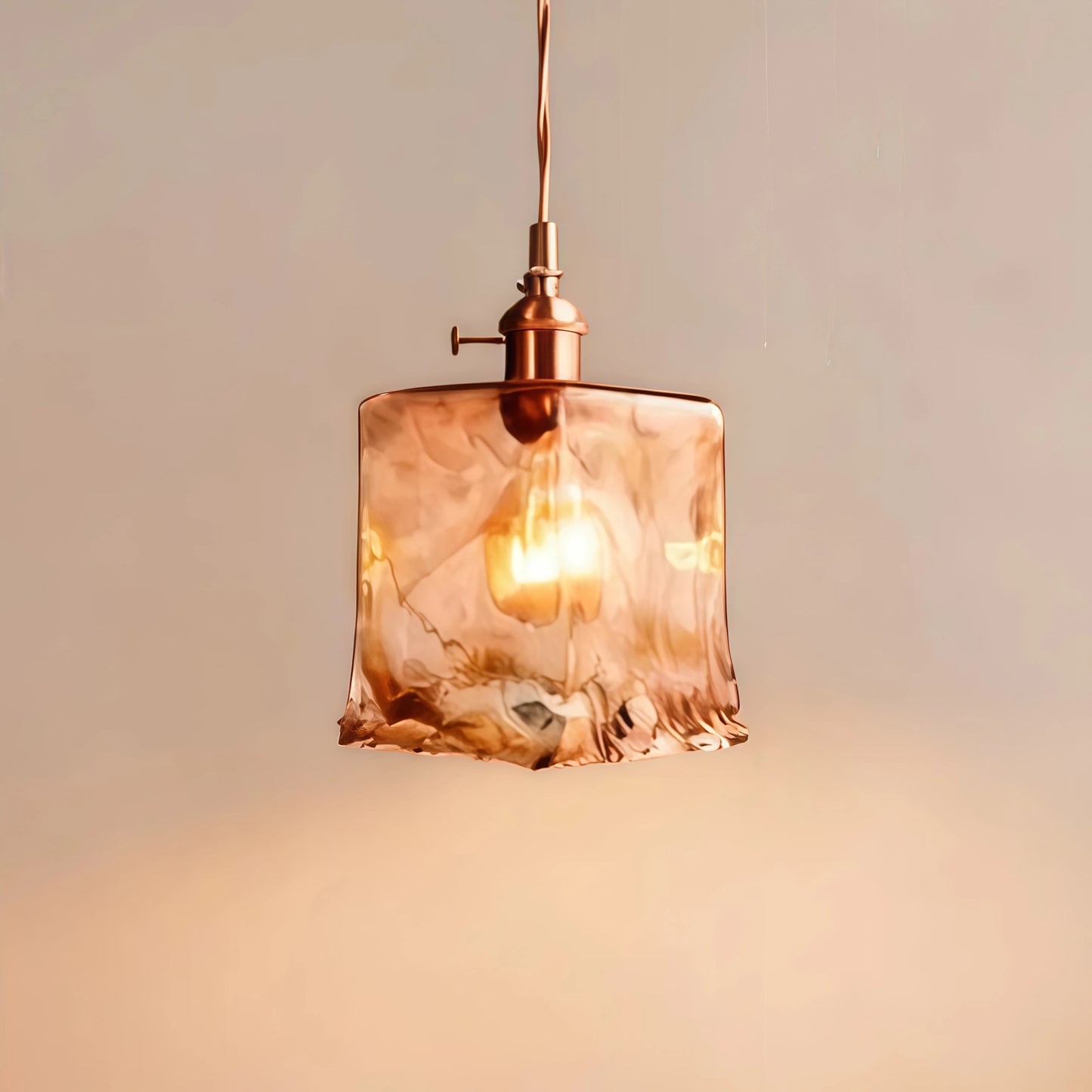 Vetro Retro Pendant Light – Amber Glass/Metal Fixture for Dining Room