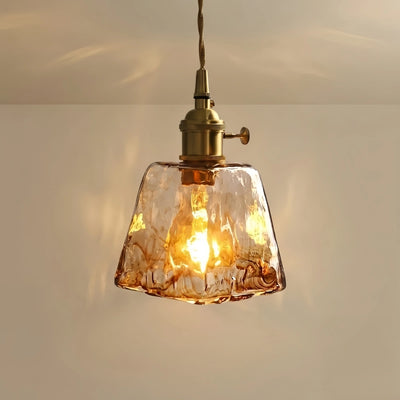 Vetro Retro Pendant Light – Amber Glass/Metal Fixture for Dining Room