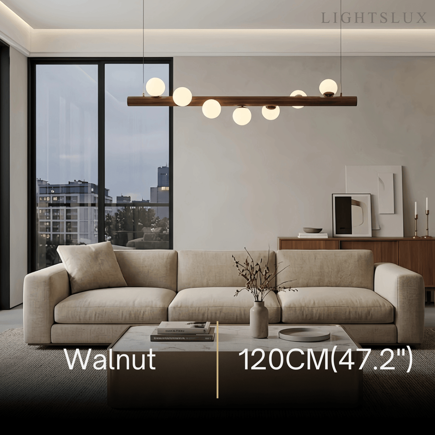 Nebula Modern Linear Pendant Light - Walnut