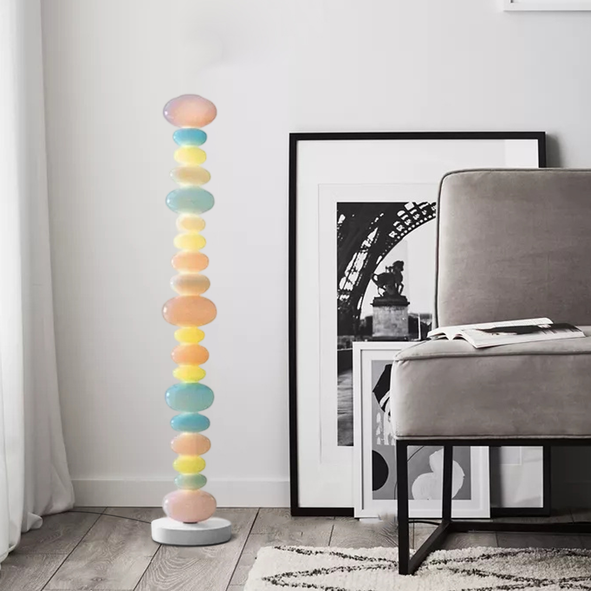 Art Deco Colorful Glass Floor Lamp for Living Area