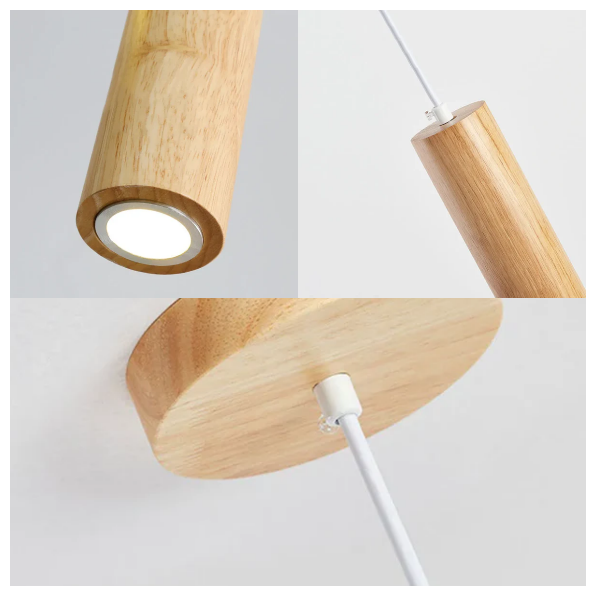 Arcato Minimalist Pendant Light - Brown/Yellow Wood & Acrylic for Dining Room