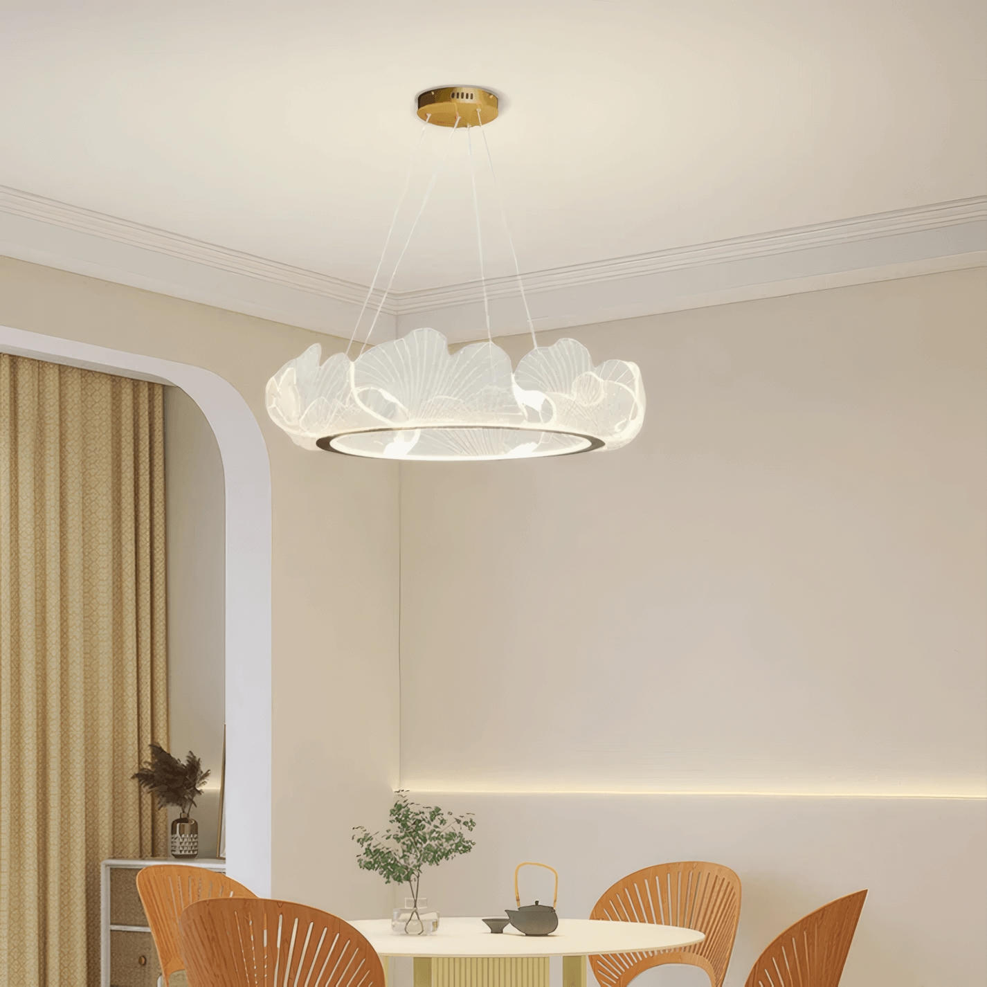 Petal Shaped Gold pendant light for dining room