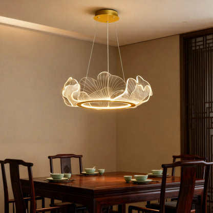 Excelis Modern Metal/Acrylic Pendant Light - Petal Shaped Gold for Living Room