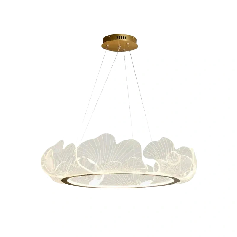 Excelis Modern Metal/Acrylic Pendant Light - Petal Shaped Gold for Living Room