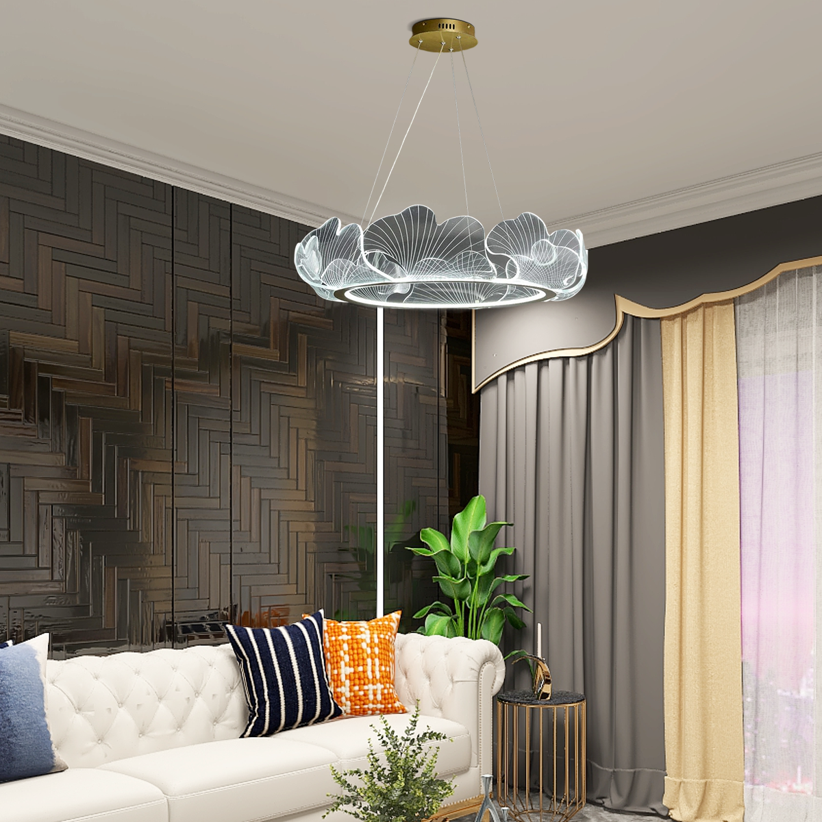 Modern Metal/Acrylic Pendant Light above living area