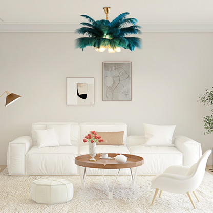 Art Deco Pendant Light — 8-Color Brass & Feather