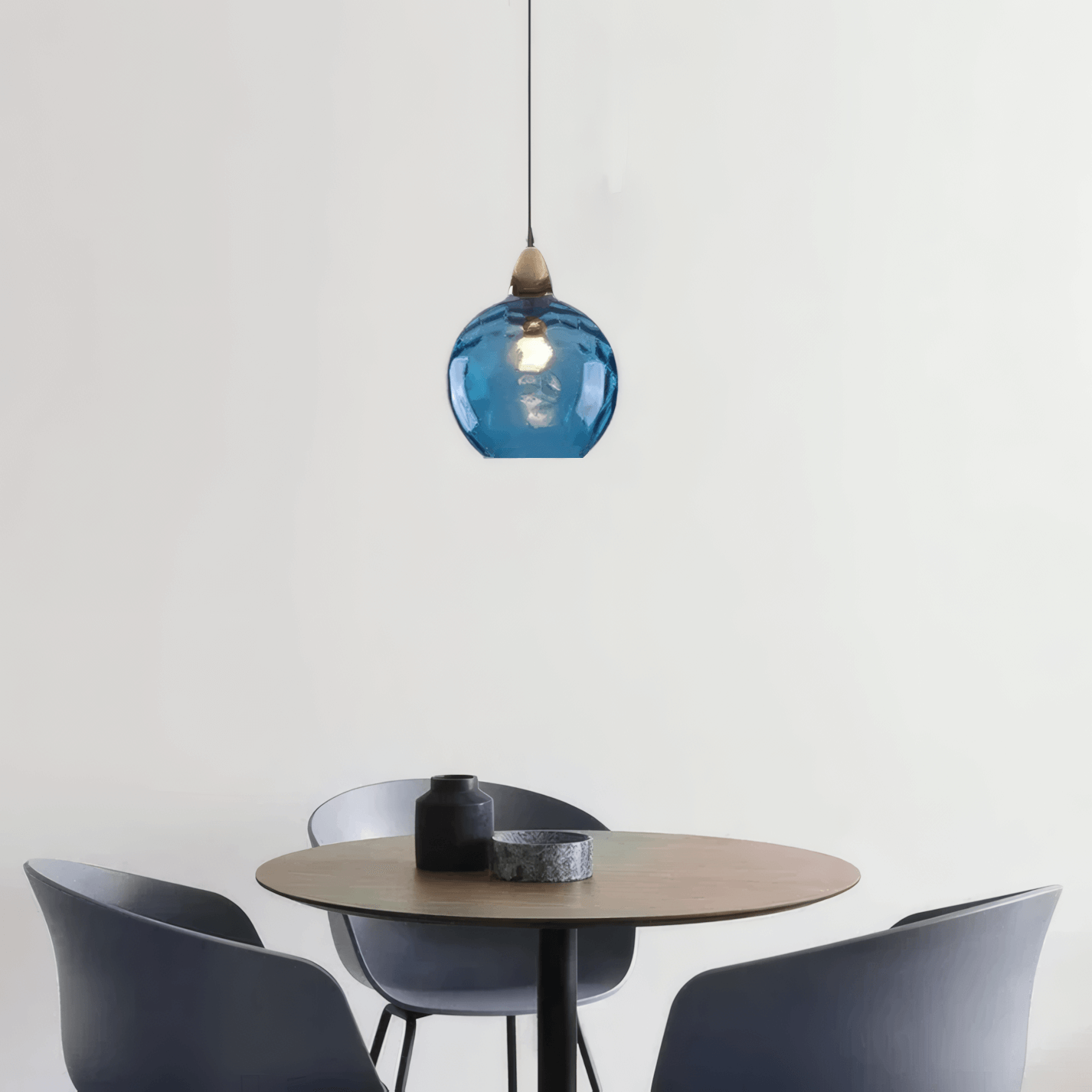Modern Bubble Glass Pendant Light Dark Blue