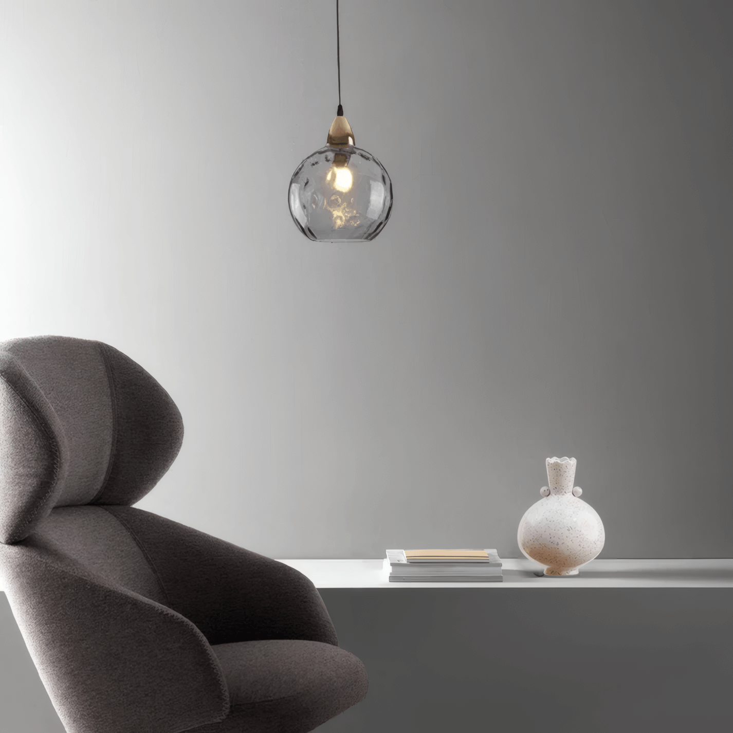 Modern Bubble Glass Pendant Light Gray 