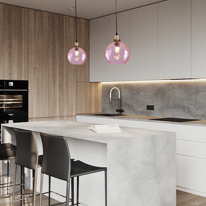 Modern Bubble Glass Pendant Light Pink