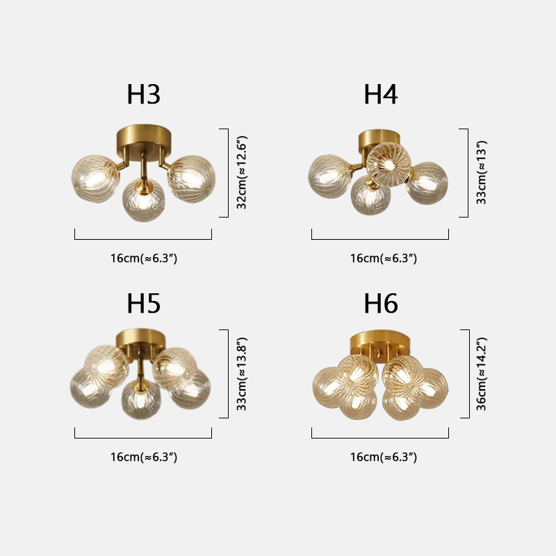 Modern Ceiling Light - Gold Metal/Glass