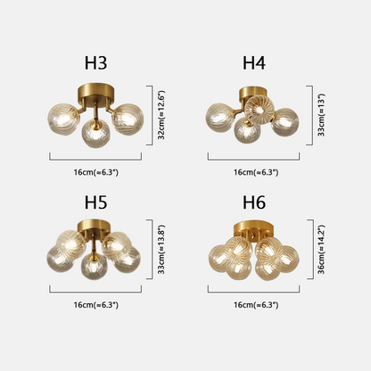 Modern Ceiling Light - Gold Metal/Glass