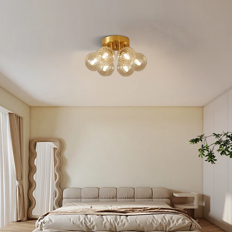 Modern Ceiling Light - Gold Metal/Glass