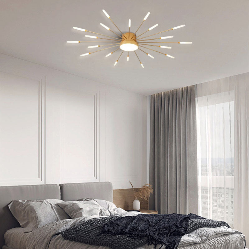 Minimalist Gold LED Ceiling Light Fireworks for Bedroom