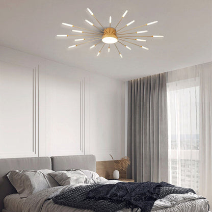 Minimalist Gold LED Ceiling Light Fireworks for Bedroom