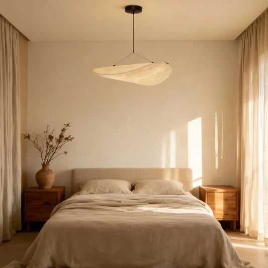 Crema Art Deco White Pendant Light – Curved Metal Design for Dining Room