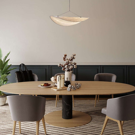 Art Deco White Pendant Light Curved for the top of Dining table