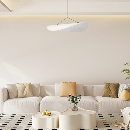 Art Deco White Pendant Light Curved for Living Room