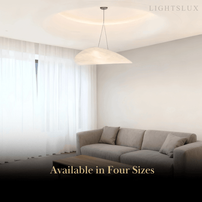 Art Deco White Pendant Light – Curved Metal Design for Dining Room