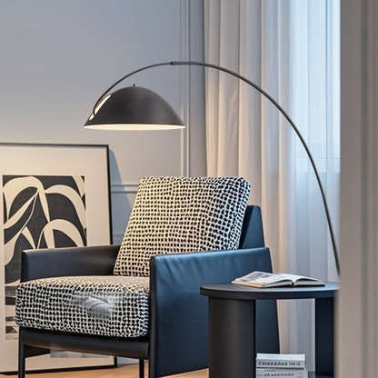 Velora Modern Black Floor Lamp – Metal Curved Design for Living Room