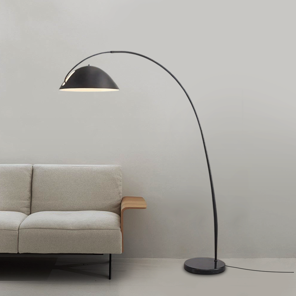 Velora Modern Black Floor Lamp – Metal Curved Design for Living Room