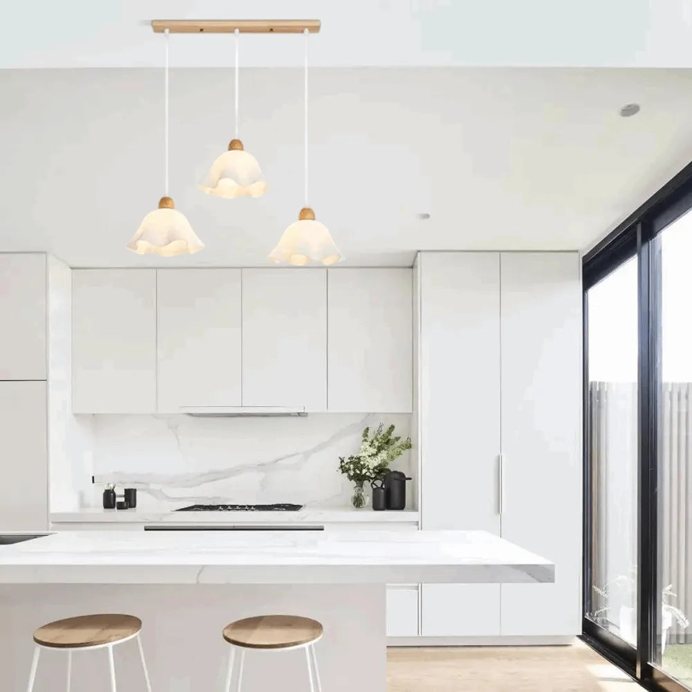 Pendant Light – White Wood/Acrylic for Dining Room